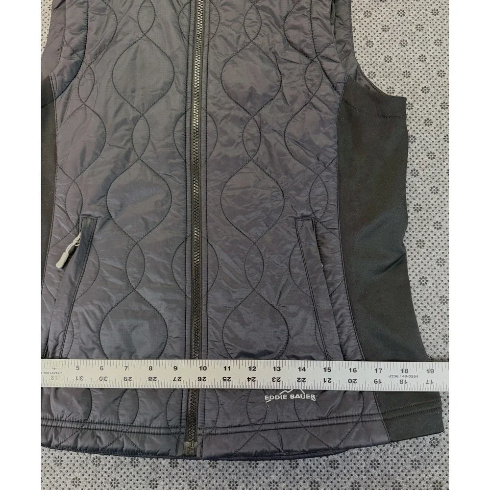 Eddie Bauer 365 Women's Black Quilted Down Vest Size M Zipper Pockets Sleeveless